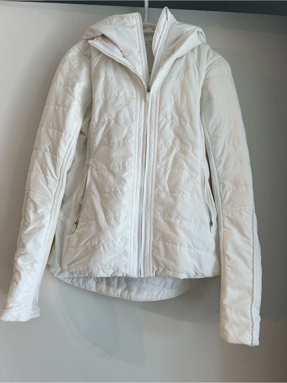 White Women's Hooded Quilted Jacket